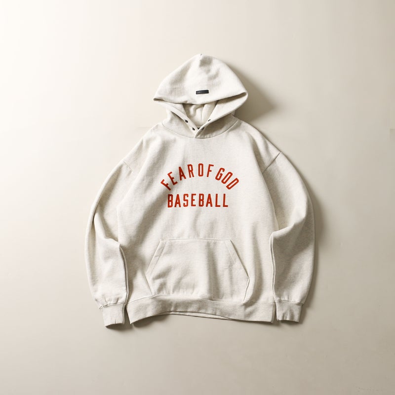 FOG 7TH Season 7 Main Line BASETBSLL Letters Flocking Printed Hooded Sweater Loose High Street American Tide Red Oats  - Image 1