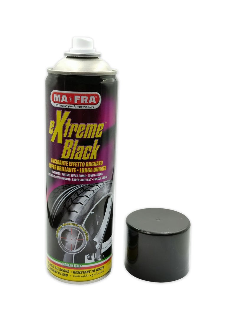 مافرا بخاخ MA-FRA eXtreme Black لتلميع الإطارات (500 مل) - تركيبة تدوم طويلاً، تعزيز لمعان الإطارات، عناية بأسطح المطاط، مظهر أسود داكن، مقاوم للماء، حماية من الأشعة فوق البنفسجية، والحفاظ على مظهر إطارات السيارات. - Image 2