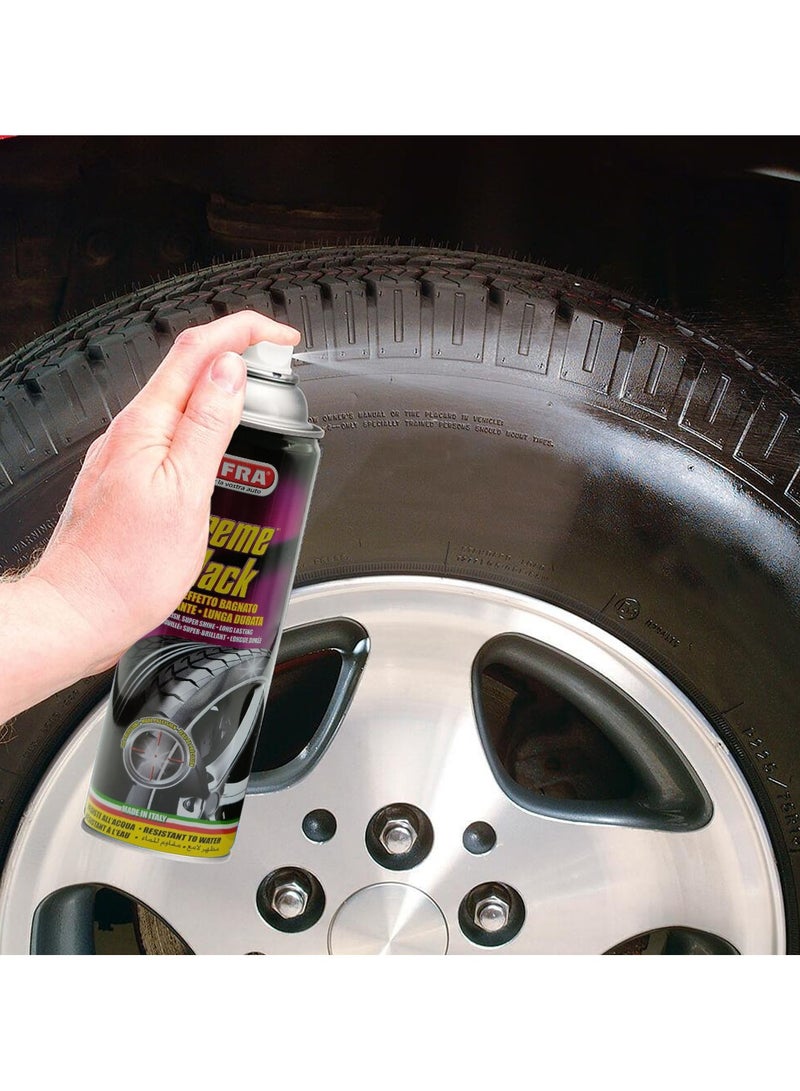 مافرا بخاخ MA-FRA eXtreme Black لتلميع الإطارات (500 مل) - تركيبة تدوم طويلاً، تعزيز لمعان الإطارات، عناية بأسطح المطاط، مظهر أسود داكن، مقاوم للماء، حماية من الأشعة فوق البنفسجية، والحفاظ على مظهر إطارات السيارات. - Image 4