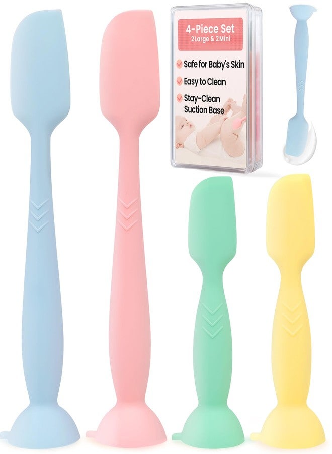 Bonison Upgraded 4-Pack Silicone Diaper Cream Spatula with Travel Case - Soft Full-Size & Mini Applicators for Rash Ointment, Diaper Care & Everyday Care, Ideal for Newborn Essentials and Baby Shower Gifts - Image 1