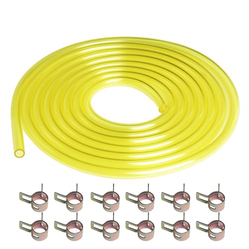 Eunice 10FT Fuel Line Hose Tube 14 ID x 38 OD Fuel Line with 12Pcs Hose Clamps for Small Engines Lawn Mower String Trimmer Chainsaw Blower Common Weedeater and Other Power Tools - Image 1