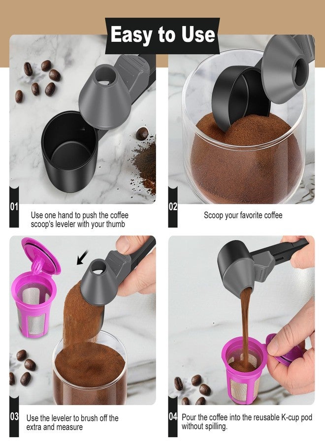 Lov Sprout Coffee Scoop & Funnel for Reusable K Cup Refillable Coffee Pods, Coffee Measuring Spoon 2 Tablespoon Capacity, Scoop with Funnel for Ground Coffee, Protein Powder, Tea (Black&gray, 2 Pack) - Image 4