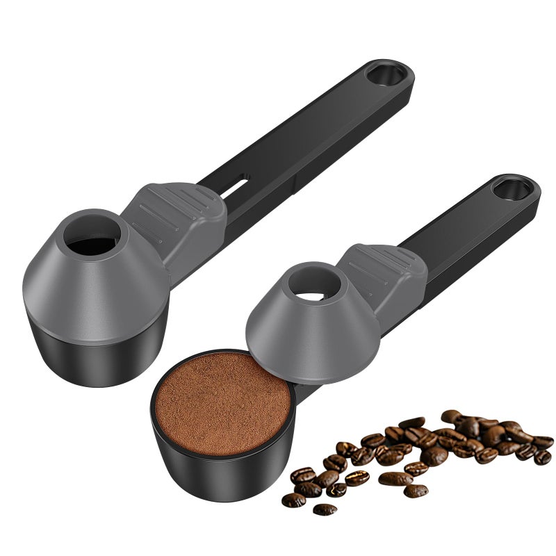 Lov Sprout Coffee Scoop & Funnel for Reusable K Cup Refillable Coffee Pods, Coffee Measuring Spoon 2 Tablespoon Capacity, Scoop with Funnel for Ground Coffee, Protein Powder, Tea (Black&gray, 2 Pack) - Image 1