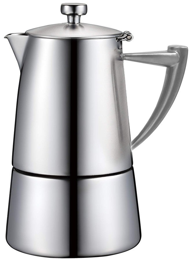 CUISINOX Roma Satin Stainless Steel Moka Pot Stovetop Espresso Maker, 10-Cup - Image 1