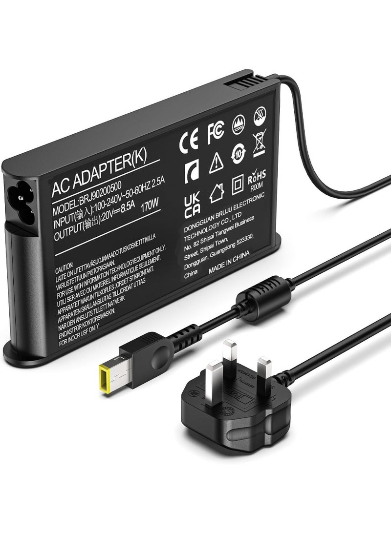 170W Charger Slim Compatible with Lenovo LOQ 15IAX9 15IRX9 15ARP9 15IRX10 Legion Slim 5 5i Yoga Pro 9i ThinkPad P15 P16 P17 IdeaPad Pro 5 20V 8.5A AC Adapter Laptop Power Supply - Image 1