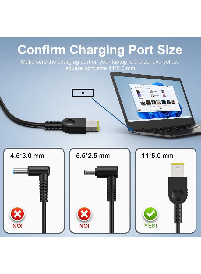 170W Charger Slim Compatible with Lenovo LOQ 15IAX9 15IRX9 15ARP9 15IRX10 Legion Slim 5 5i Yoga Pro 9i ThinkPad P15 P16 P17 IdeaPad Pro 5 20V 8.5A AC Adapter Laptop Power Supply - Image 3