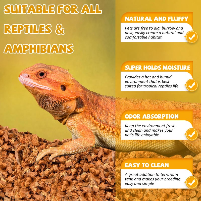 Legigo 10LBS Coconut Chip Substrate for Reptiles, 72QT Natural Coco Husk Chip Reptiles Bedding, Compressed Coconut Chip Substrate for Snake, Tortoise, Ball Python, Gecko, Lizard Terrarium Tanks - Image 3