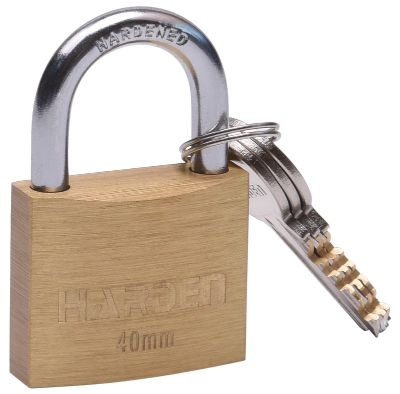Harden 40mm Brass Padlock Brass Cylinder Rust Proof Comes with 3 Keys 622540 - Image 1