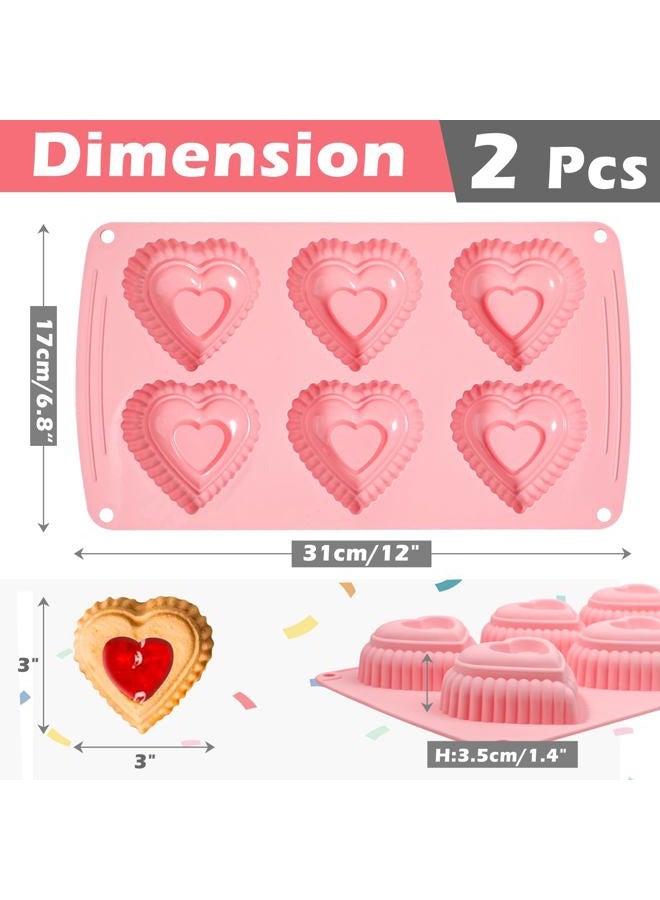 Webake Silicone Heart Cake Mold Tiered Mini Heart Shaped Cake Pans, 6-Cavity Heart Bunt Cake Molds Muffin Pan, Pack of 2 - Image 5