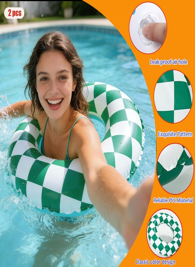 Yuokwer 4 Pack Inflatable Pool Float for Adult,Pool Inner Tubes -32 inch Premium Swim Ring Pool Tubes Vinyl Flotation Pool Floats for The Beach, Party, Vacation, Pool Party (Checked) - Image 4