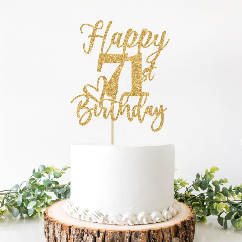 Yotawebery Happy 71st Birthday Cake Topper  71st Birthday Decorations for Men/Women  Cheers to 71 Years  Hello 71  71st Happy Birthday Party Supplies Gold Glitter - Image 4