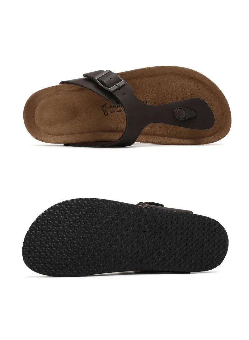 ARRIGO BELLO ABT5113-11 ARRIGO BELLO Unisex Leather Thong Flip Flops Cork Footbed Flat Sandals with Memory Foam Arch Support  | Best Price UAE