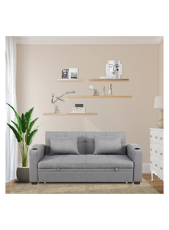 Home Box Morgan 3-Seater Pull-Out 2-Cushion Sofa Bed with 2 Cup Holders and C-Type USB Port 64 x 84 x 188 cm - Image 2