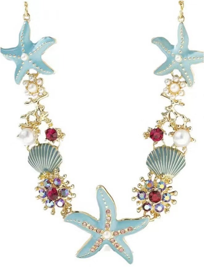 Seaside Beach Style Fashionable Necklace with Niche Design Starfish Shell Collarbone Chain  - Image 2