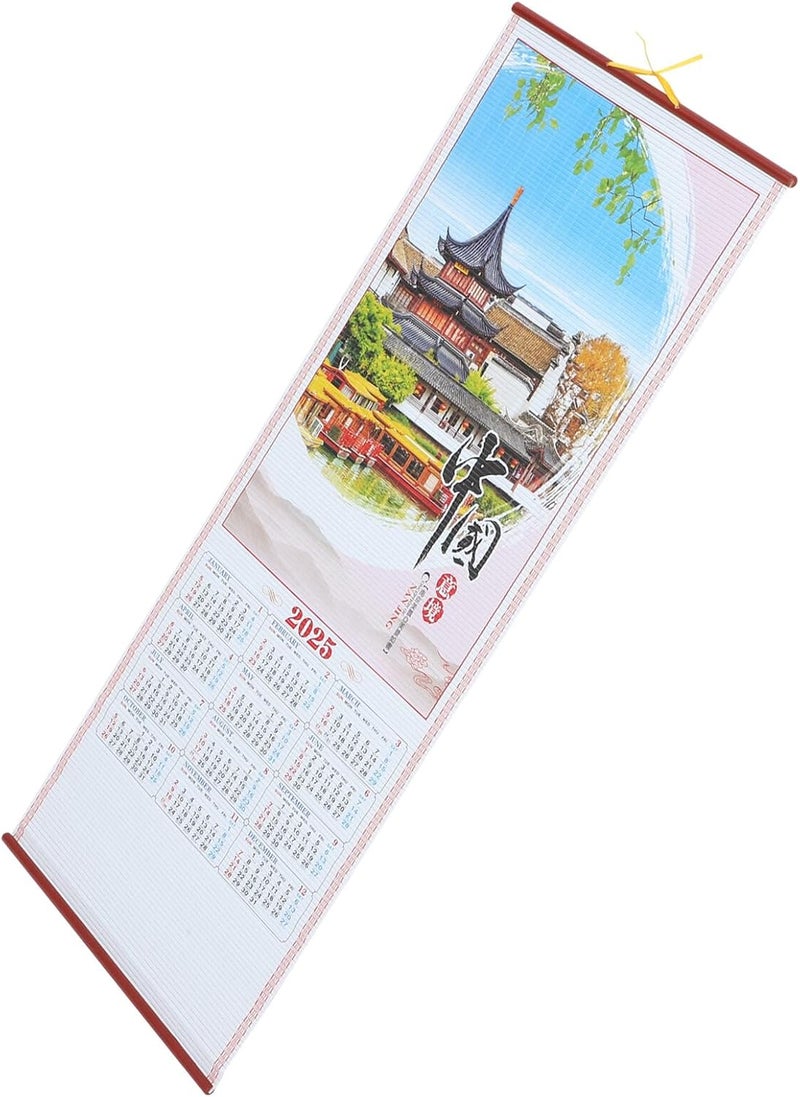 2025 Snake Year Small Hanging Wall Calendar Monthly Planner Sturdy Daily Office Accessories Chinese Style Wall Scroll Calendar - Image 1