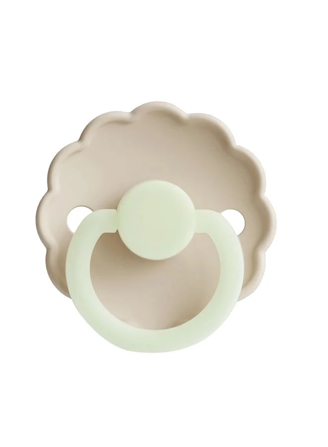 FRIGG Pack Of 1 Daisy Silicone Baby Pacifier 6-18M Cream Night - Size 2