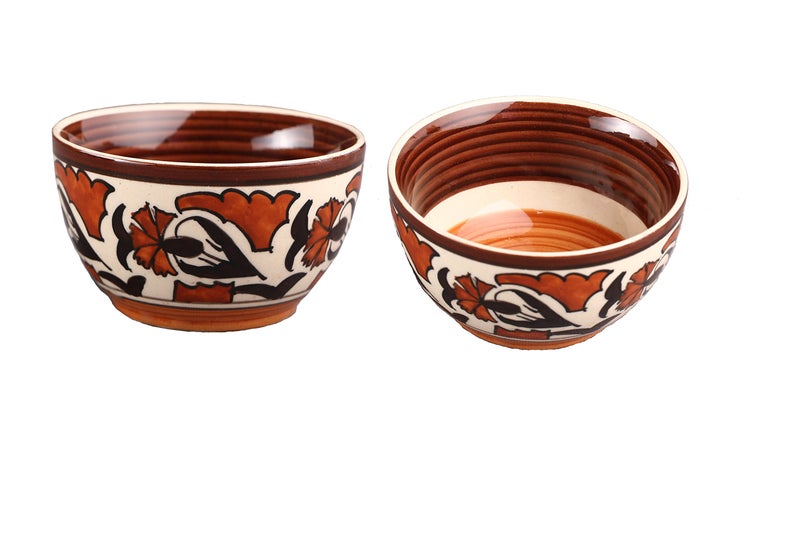 Caffeine Ceramic Handmade Flower Print Katori Bowl (Set of 4) - Image 2