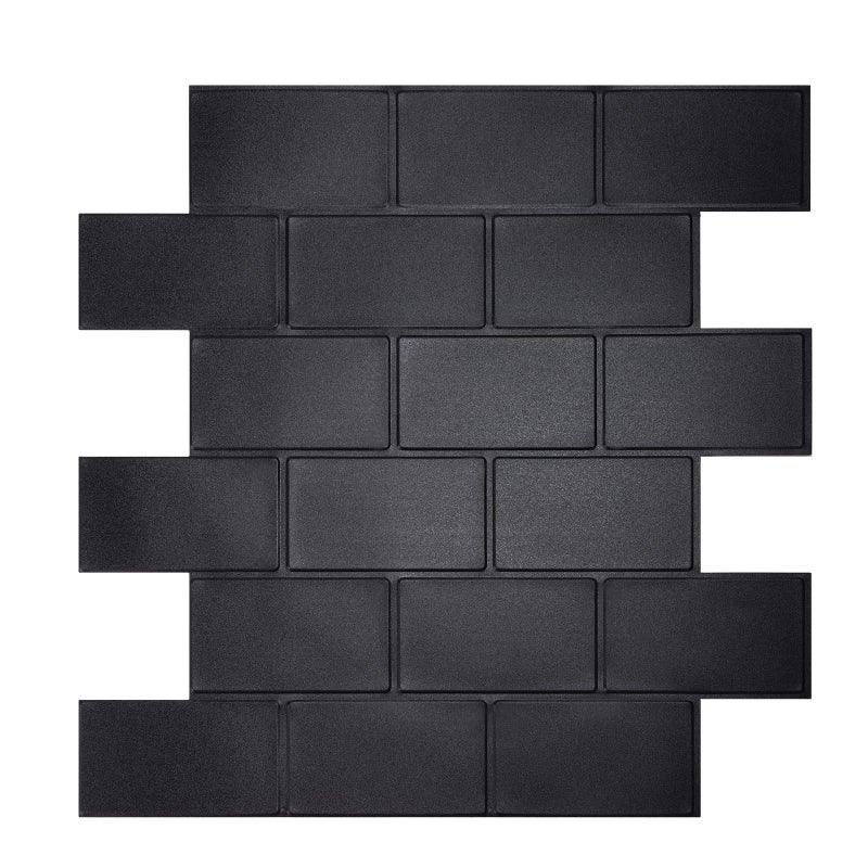 WalDecoo Matte Black Peel and Stick Wall Tiles for Kitchen, WalDecoo 10-Sheet Stick on Backsplash for Bathroom, Large Self-Adhesive Kitchen Backsplashï¼ˆ12''Ã—12''ï¼‰ (Large Subway). - Image 1