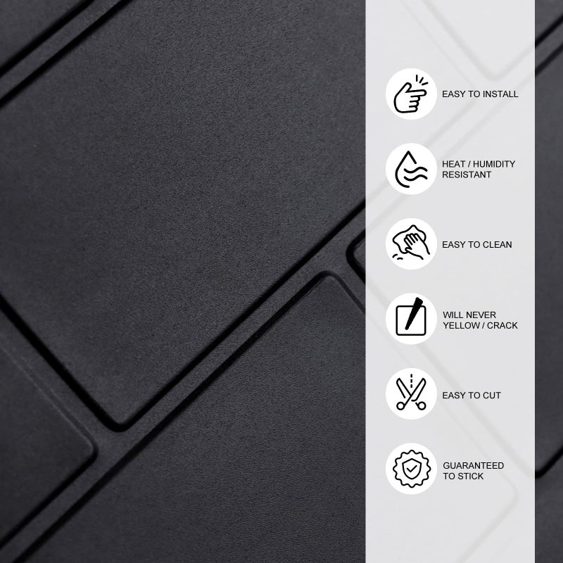 WalDecoo Matte Black Peel and Stick Wall Tiles for Kitchen, WalDecoo 10-Sheet Stick on Backsplash for Bathroom, Large Self-Adhesive Kitchen Backsplashï¼ˆ12''Ã—12''ï¼‰ (Large Subway). - Image 3