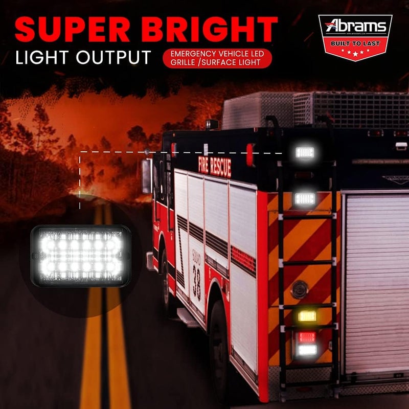 Abrams MFG SAE Class-1 Bold 36W - 12 LED Tow Truck Construction Vehicle LED Grille Light Head Surface Mount Strobe Warning Light, Amber/Amber - Image 3