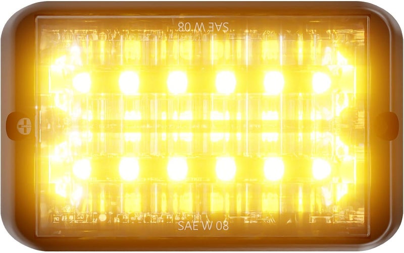 Abrams MFG SAE Class-1 Bold 36W - 12 LED Tow Truck Construction Vehicle LED Grille Light Head Surface Mount Strobe Warning Light, Amber/Amber - Image 1