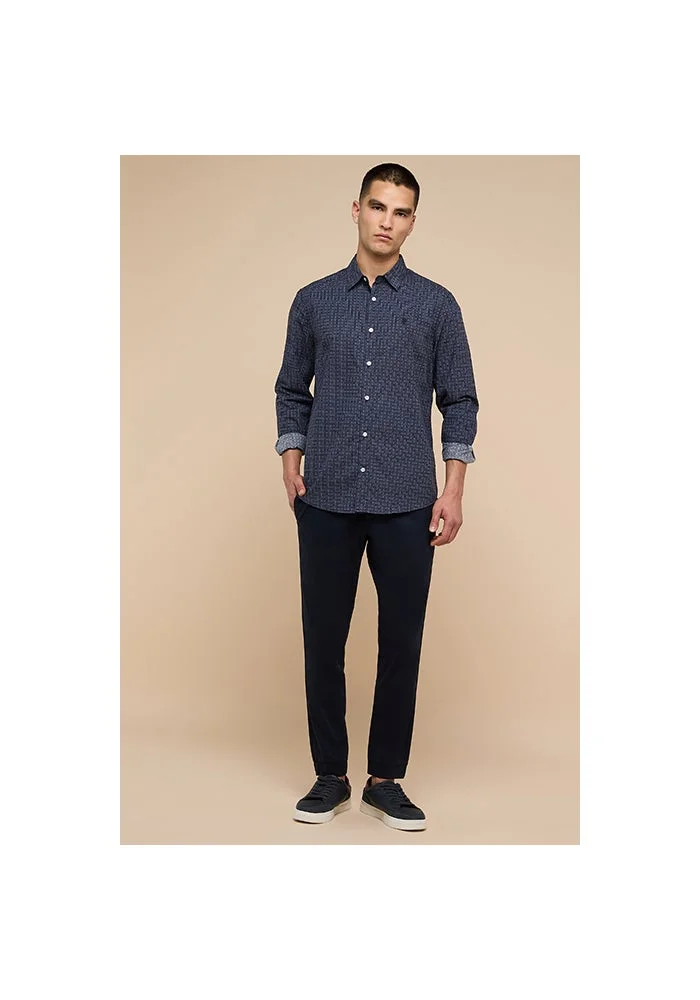 أر أند بي Patterned Shirt with Classic Collar and Long Sleeves