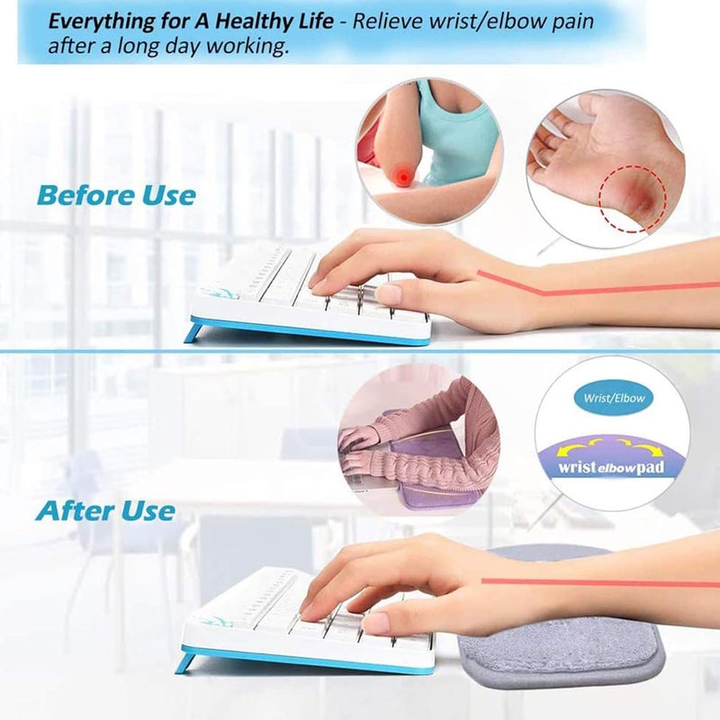 X spring Computer Wrist Elbow Pad, Ergonomic Computer Elbow Wrist Pad, Keyboard Wrist Rest Elbow Support Mat, Premium Memory Cotton Desktop Keyboard Arm Rest Support Mat For Office, Working, Gaming - Image 2