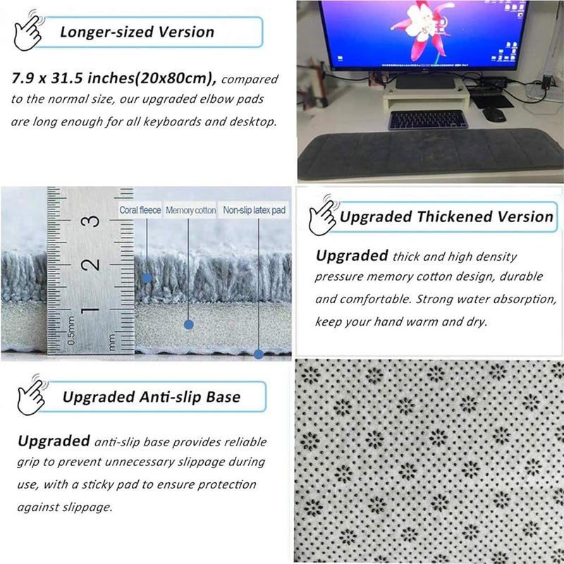 X spring Computer Wrist Elbow Pad, Ergonomic Computer Elbow Wrist Pad, Keyboard Wrist Rest Elbow Support Mat, Premium Memory Cotton Desktop Keyboard Arm Rest Support Mat For Office, Working, Gaming - Image 4