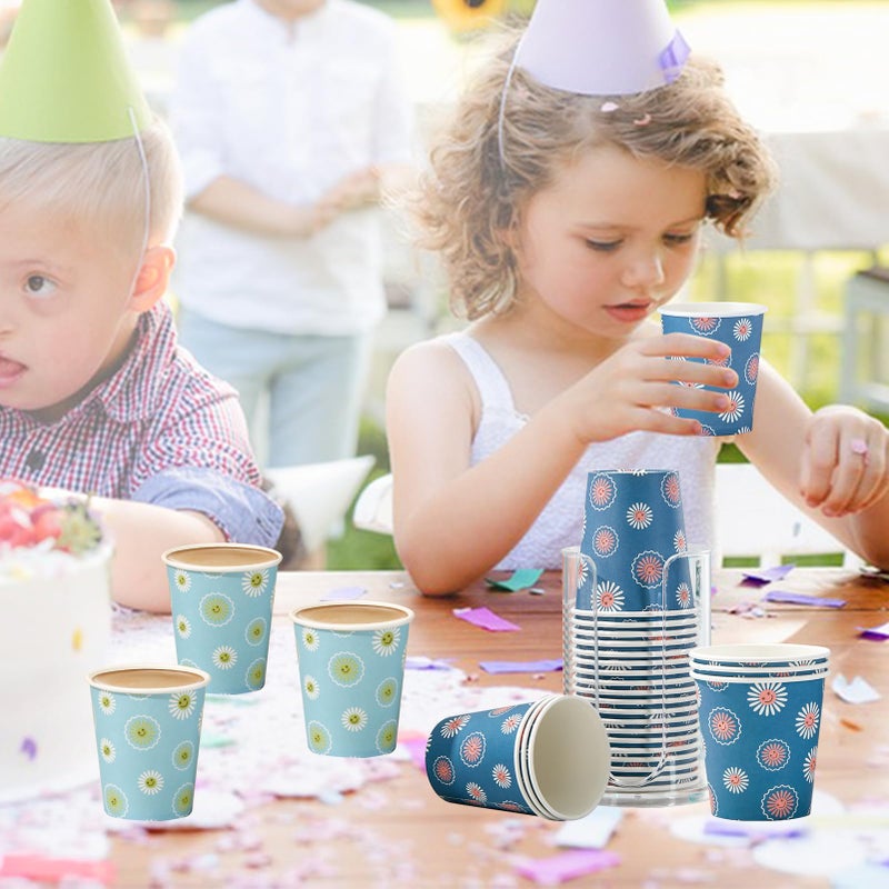 SIUQ 300 Pack 5 oz Paper Cups  Disposable Bathroom Cups  Small Mouthwash Cups  Hot/Cold Beverage Drinking Mini Cup for Party  Picnic  BBQ  Travel (Daisy) - Image 4