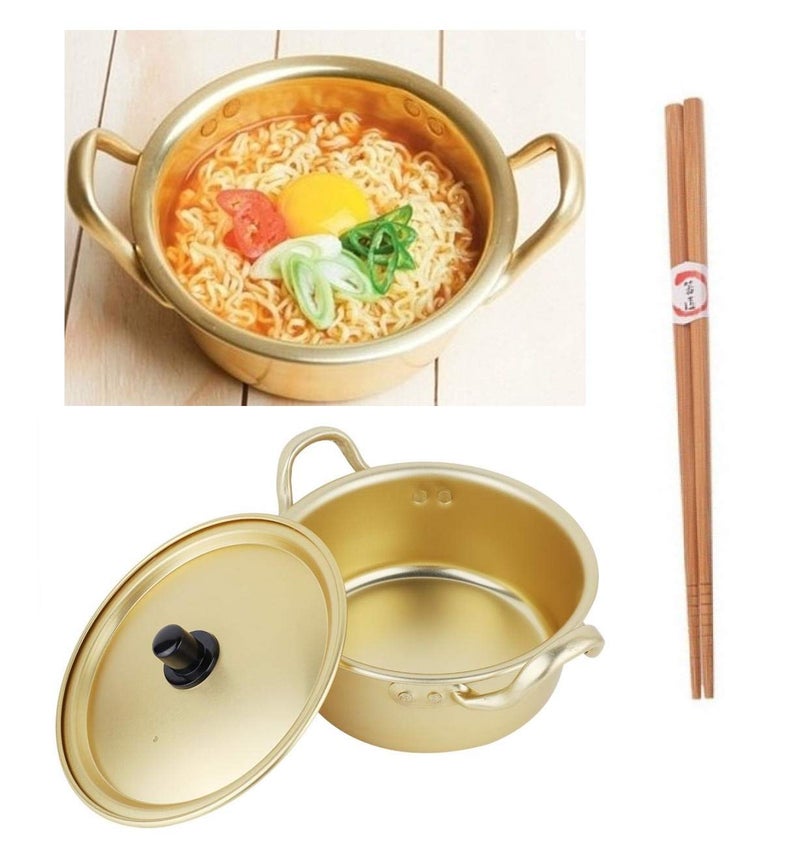 Korean Noodle Pot Hot Shin Ramyun Aluminum 6316cm with SoltreeBundle Natural Bamboo Chopstick 1 Pairs