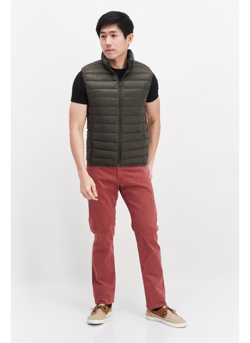 French Connection Men Quilted Sleeveless Jacket, Dark Olive  - Image 2