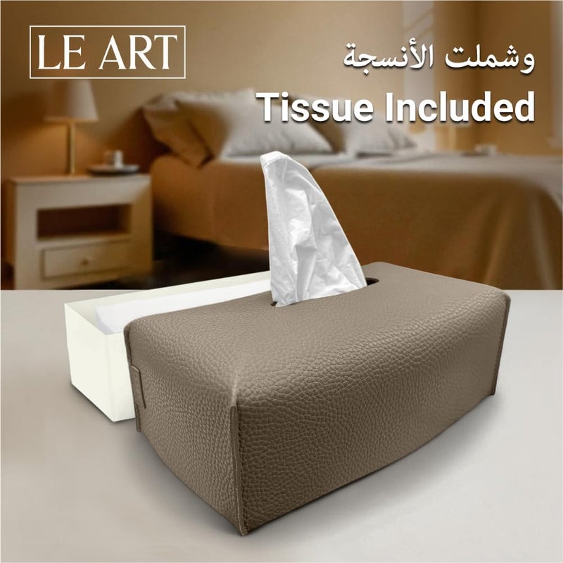 لي آرت ليارت غطاء علبة المناديل الجلدية – حامل أنيق لعلبة المناديل للمكتب والسيارة والفندق وديكور المنزل | غرفة المعيشة وغرفة النوم والحمام | حامل المناديل الوجهية، حامل علبة المناديل للسيارة (موكا) - Image 4