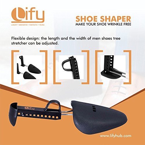 Lify Shoe Trees for Men adjustable plastic shoe Shaper/Shoe Stretcher/Boot Holder- Shoe Trees Shoe Shapers Stretcher Adjustable Shoe shaper - Men's Black Plastic Shoe Shaper - Image 4