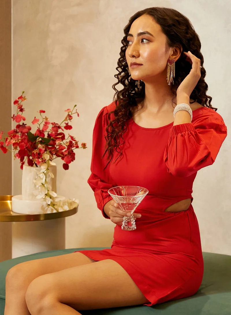 Pinacolada  Women's Scarlet Red Cut-Out Mini Dress for Women | Best Price UAE