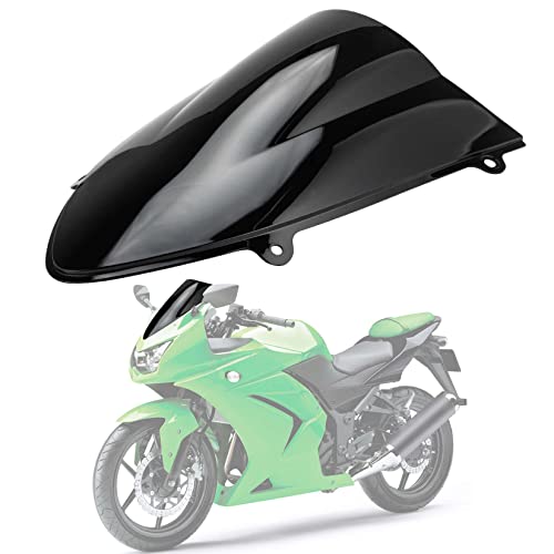 PSLER Motorcycle Front Windshield Windscreen Wind Deflector for Ninja 250 250R EX250 R ZX250R 2008 2009 2011 2012 Double Bubble Black - Image 1