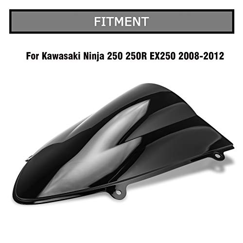 PSLER Motorcycle Front Windshield Windscreen Wind Deflector for Ninja 250 250R EX250 R ZX250R 2008 2009 2011 2012 Double Bubble Black - Image 3