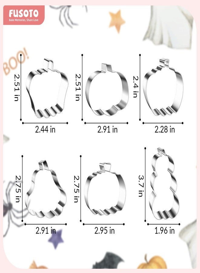 FUSOTO 6PCS Pumpkin Cookie Cutters, 3 Inches Fall Pumpkin Shaped Stainless Steel Cutter - Holiday Halloween Thanksgiving Cookie Cutters Shapes for Halloween Baking Biscuit Molds - Image 3