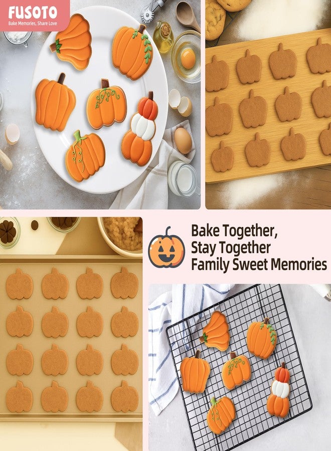 FUSOTO 6PCS Pumpkin Cookie Cutters, 3 Inches Fall Pumpkin Shaped Stainless Steel Cutter - Holiday Halloween Thanksgiving Cookie Cutters Shapes for Halloween Baking Biscuit Molds - Image 2