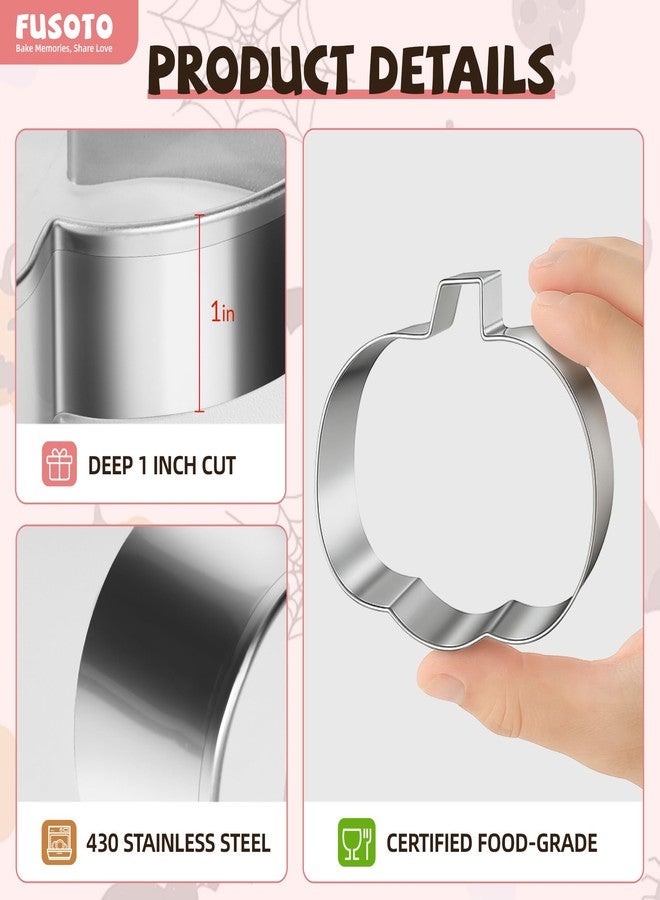 FUSOTO 6PCS Pumpkin Cookie Cutters, 3 Inches Fall Pumpkin Shaped Stainless Steel Cutter - Holiday Halloween Thanksgiving Cookie Cutters Shapes for Halloween Baking Biscuit Molds - Image 5