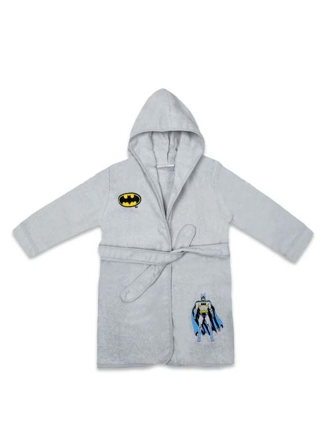 دانوب هوم Batman Cotton Bathrobe with Hood - Grey | Soft & Absorbent Kids Bathrobe | Ideal For Bath Time, Beach, or Cozy Nights | Free Size, 100% Cotton