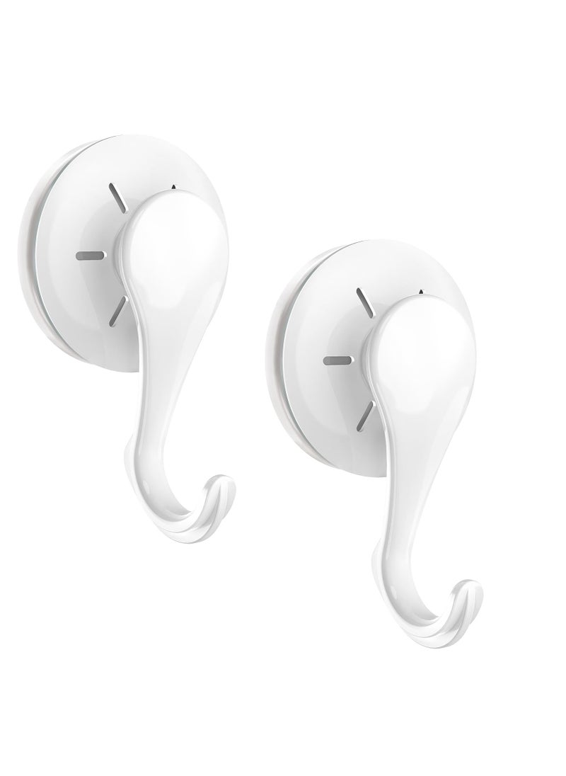 SYOSI Suction Cup Hooks, 2 Pcs White Waterproof Shower Suction Hooks, Removable Heavy Duty Vacuum Suction Cup Hooks, Reusable Window Glass Door Suction Cup Hanger Holders for Bathroom, Kitchen, Decor  - Image 1