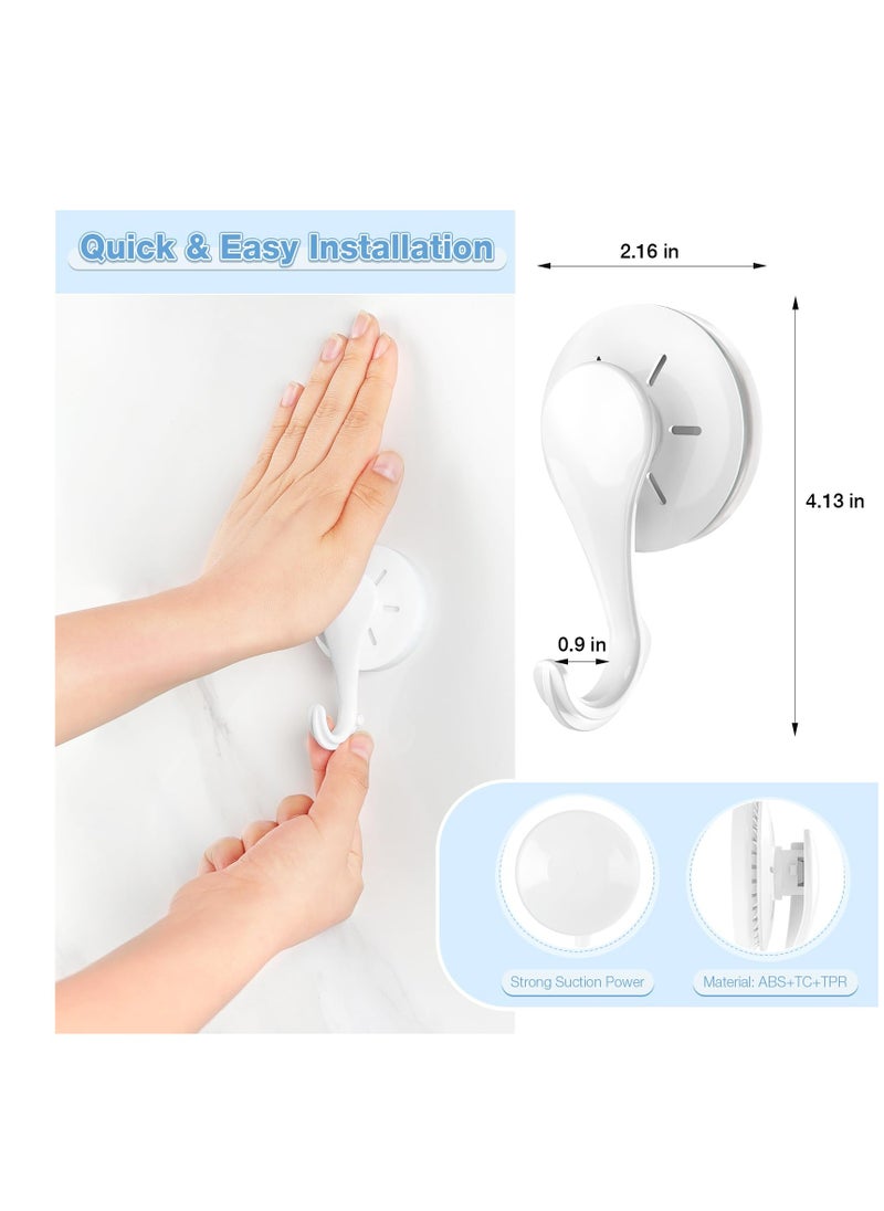 SYOSI Suction Cup Hooks, 2 Pcs White Waterproof Shower Suction Hooks, Removable Heavy Duty Vacuum Suction Cup Hooks, Reusable Window Glass Door Suction Cup Hanger Holders for Bathroom, Kitchen, Decor  - Image 4