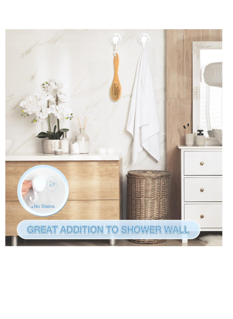 SYOSI Suction Cup Hooks, 2 Pcs White Waterproof Shower Suction Hooks, Removable Heavy Duty Vacuum Suction Cup Hooks, Reusable Window Glass Door Suction Cup Hanger Holders for Bathroom, Kitchen, Decor  - Image 2