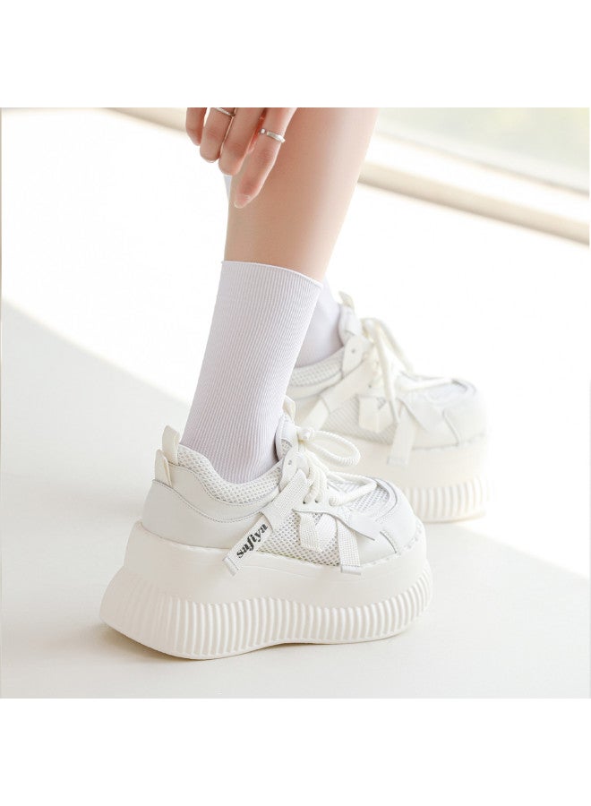 SAFIYA Height Increase 7.5cm】saturday's Platform White Sneakers For Women, Mesh Breathable Versatile Casual Shoes - Image 3