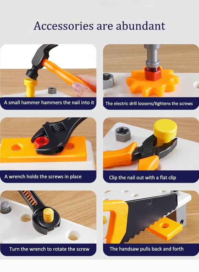 58PCS Electric drill screwing toys Simulated electric drill DIY toys Children's Repair Kit Screw assembly and disassembly toys With electric drill and engineering cap Educational toys Toys for boys - Image 5