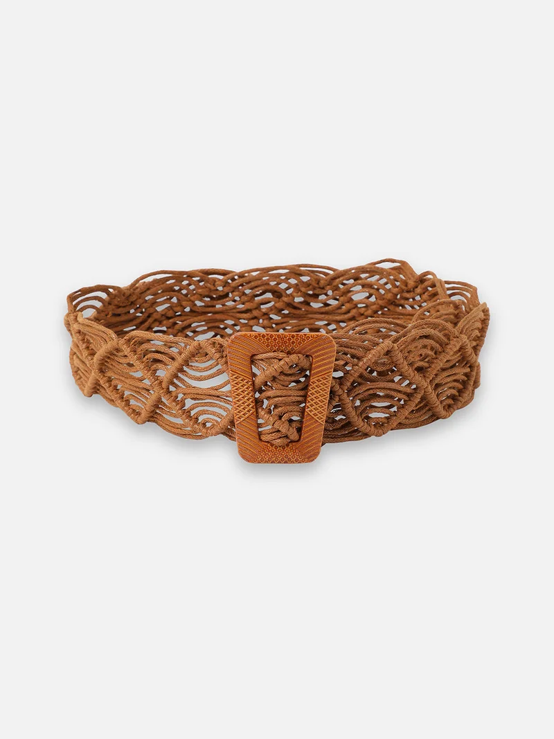 Haute Sauce Tan Textured Waist Belt
