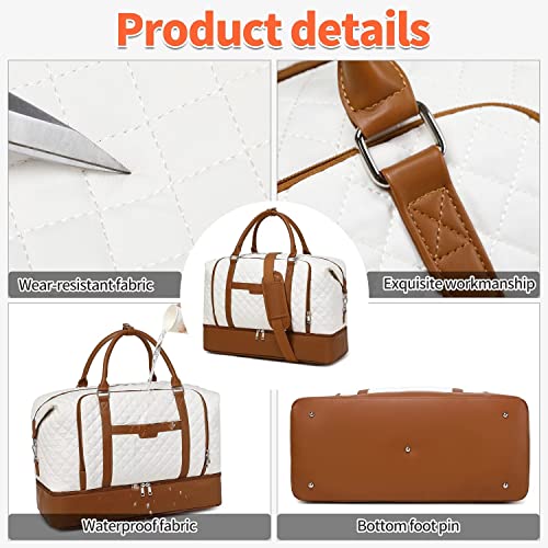 Stuery Weekender Bags for Women Overnight Bag with Shoe Compartment and Toiletry Bags Large Travel Duffel Bag Carry On Shoulder Tote with Trolley Sleeve 21" for Weekend Traveling Business Trip, Gym - Image 5