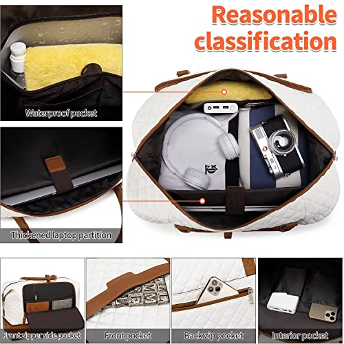 Stuery Weekender Bags for Women Overnight Bag with Shoe Compartment and Toiletry Bags Large Travel Duffel Bag Carry On Shoulder Tote with Trolley Sleeve 21" for Weekend Traveling Business Trip, Gym - Image 4