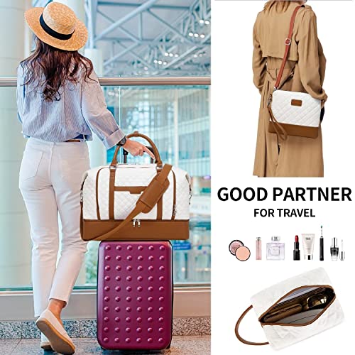 Stuery Weekender Bags for Women Overnight Bag with Shoe Compartment and Toiletry Bags Large Travel Duffel Bag Carry On Shoulder Tote with Trolley Sleeve 21" for Weekend Traveling Business Trip, Gym - Image 3