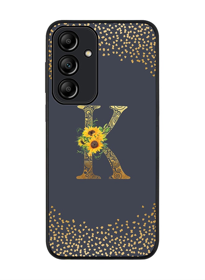 Stylizedd Rugged Black Edge Case for Samsung Galaxy A55, Slim fit Case Cover- Custom Monogram Initial Letter Mandala Floral Pattern Alphabet - K(Grey) - Image 1